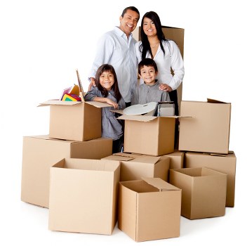 Packed boxes and storage space for a Crystalpalace move